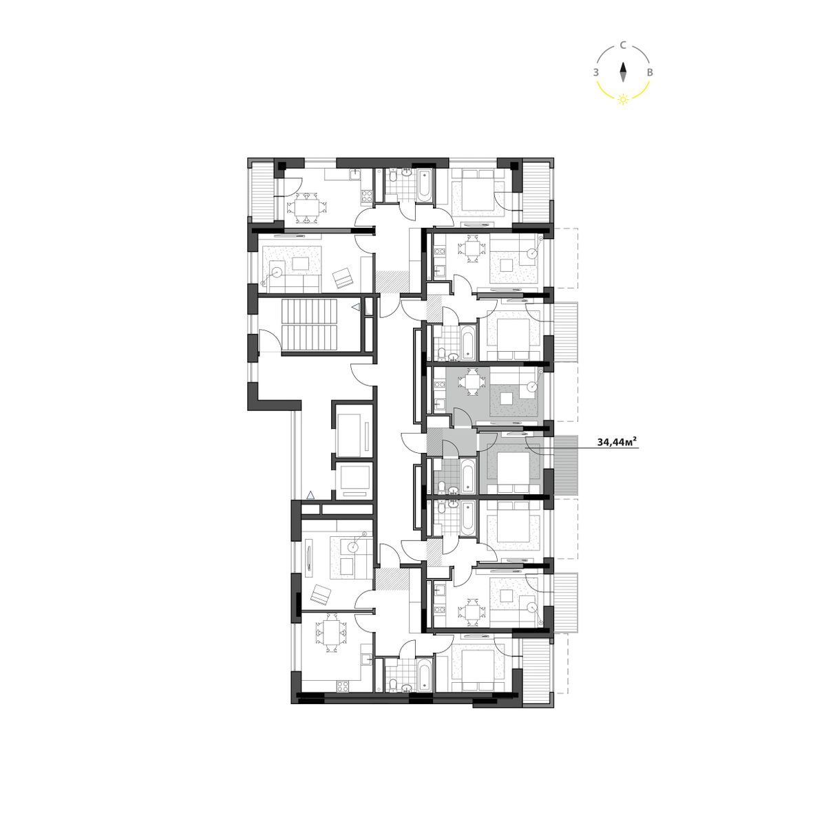 Планировка 1-комн. 3