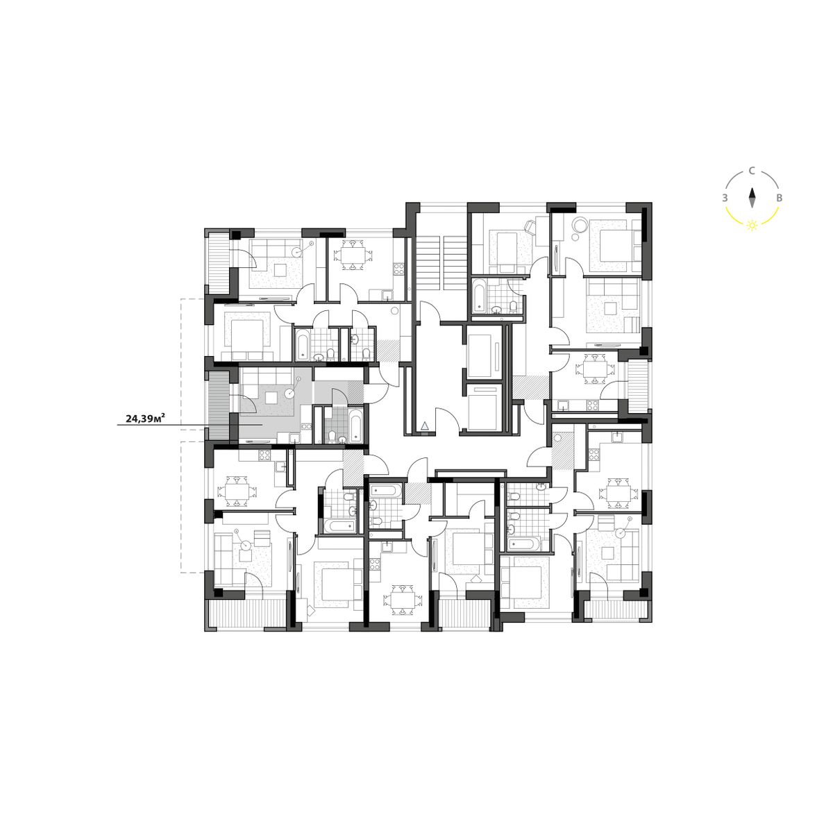 Планировка 1-комн. 3