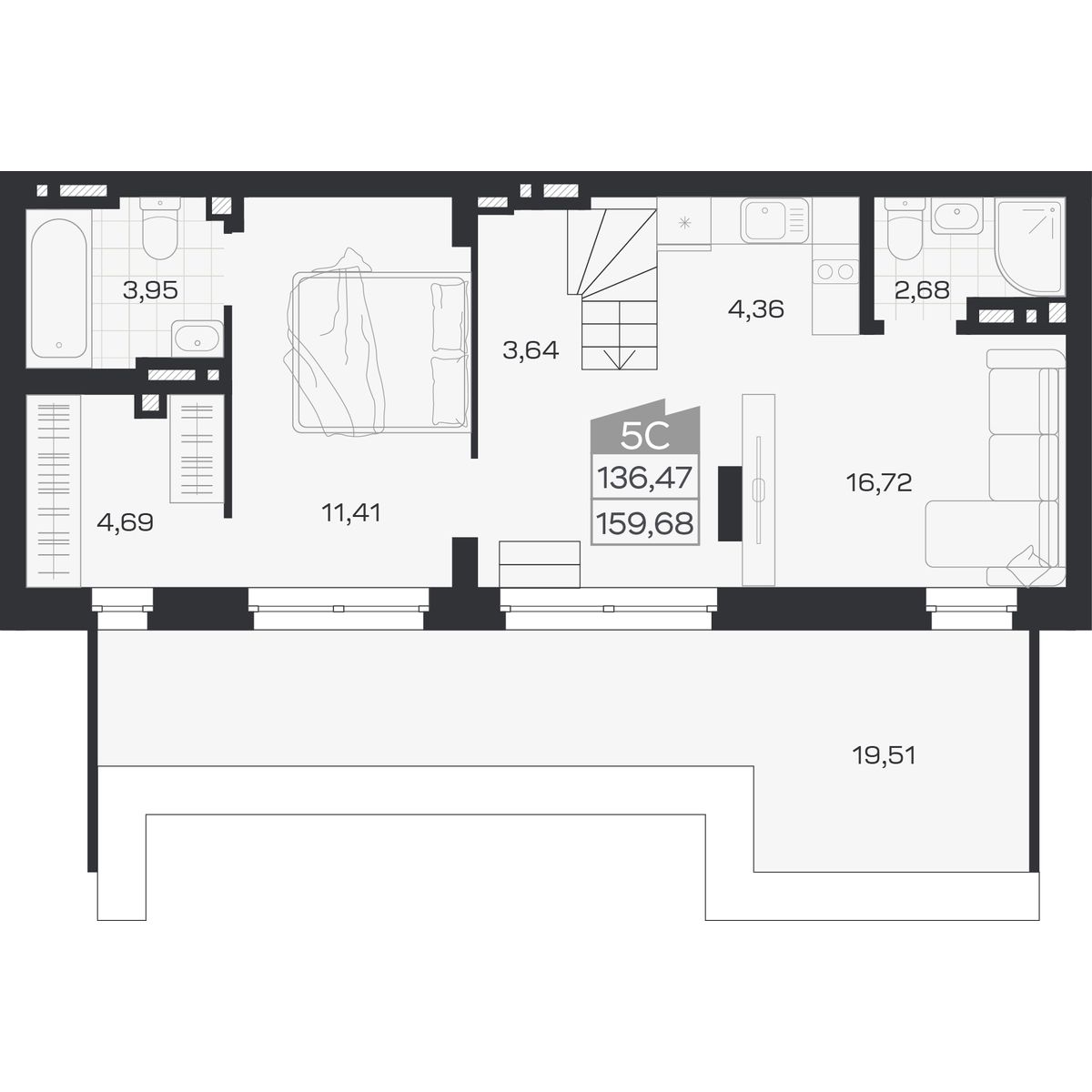 5-комнатная, 159.68 м², № 434 в Ясный берег-город у воды
