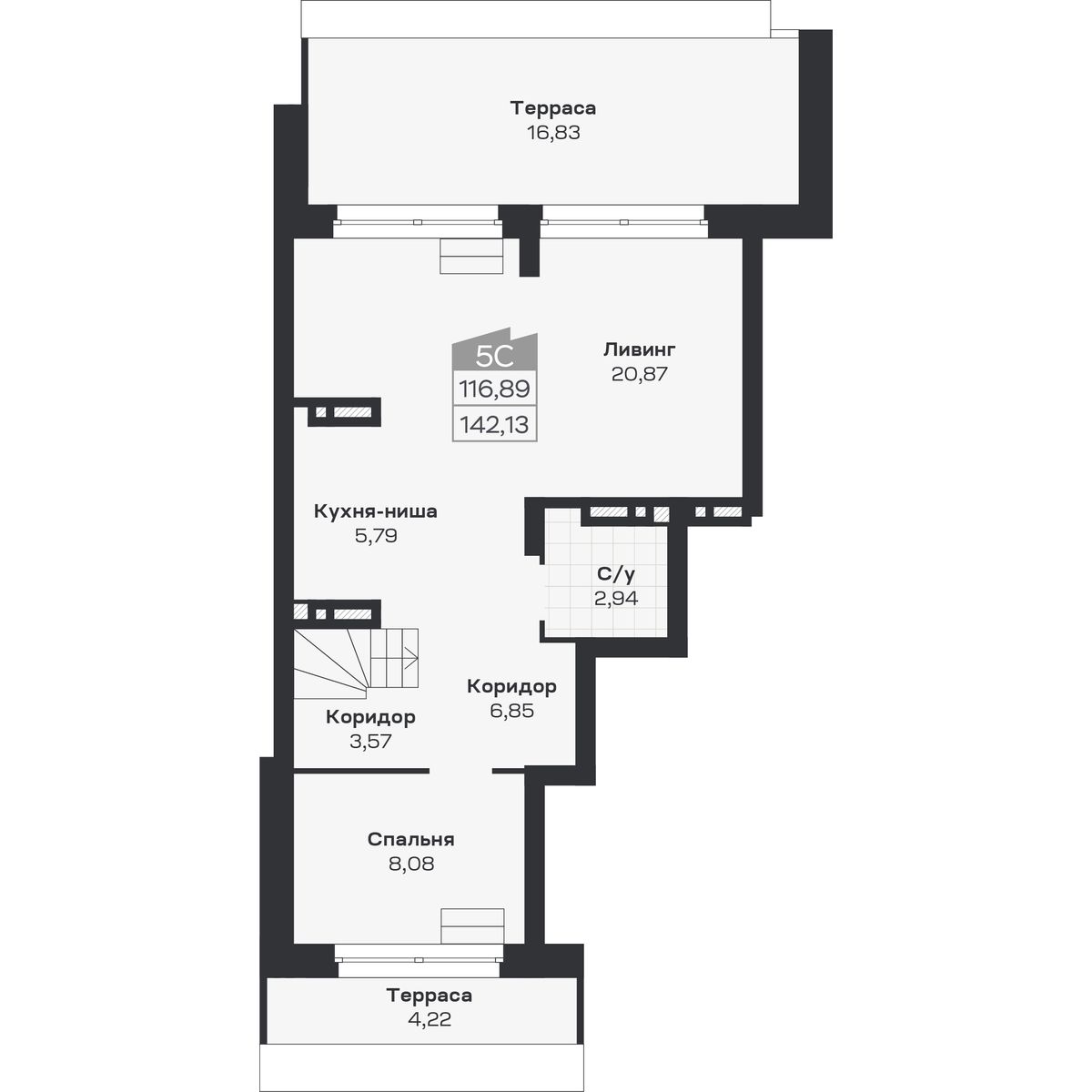 5-комнатная, 142.13 м², № 461 в Ясный берег-город у воды