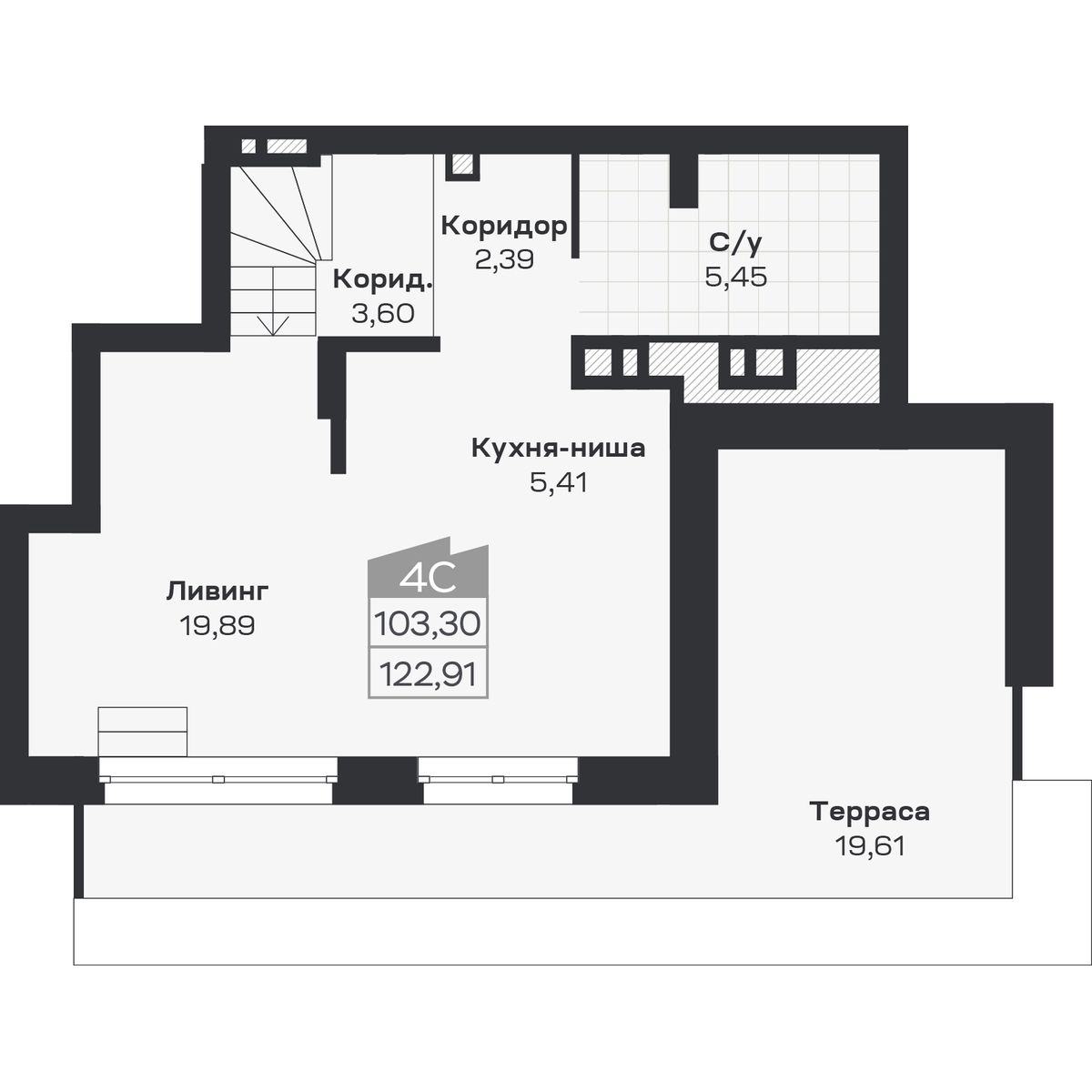 4-комнатная, 122.91 м², № 460 в Ясный берег-город у воды