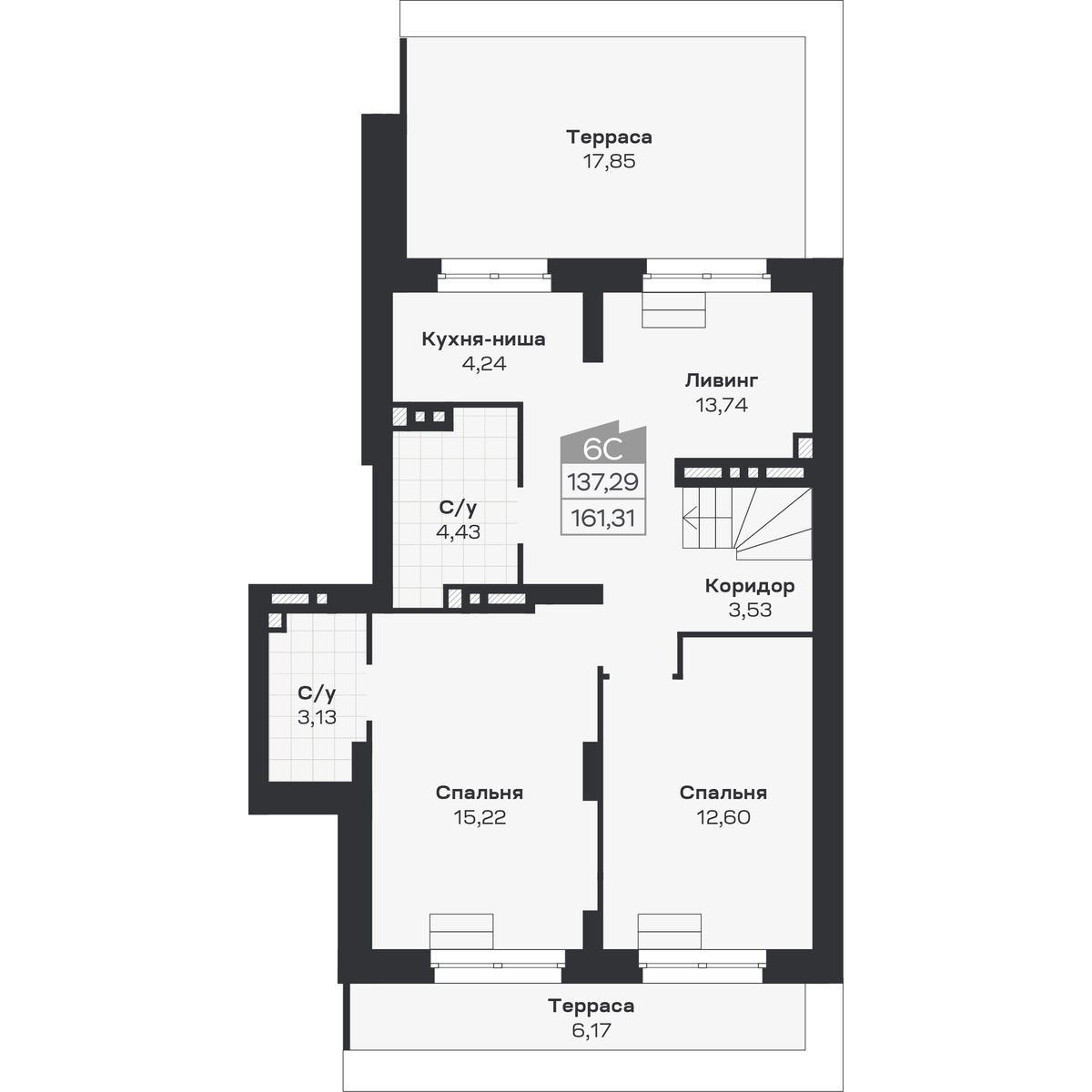 6-комнатная, 161.31 м², № 459 в Ясный берег-город у воды