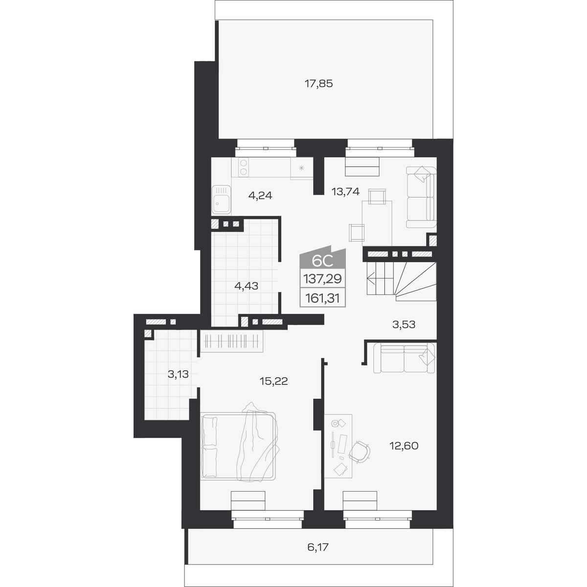 6-комнатная, 161.31 м², № 459 в Ясный берег-город у воды