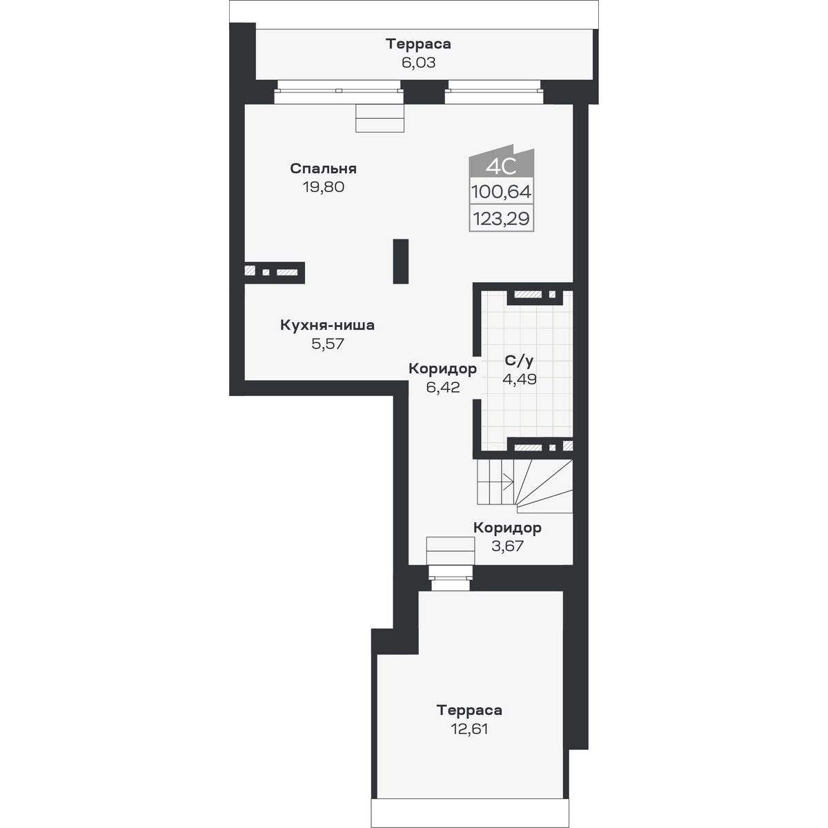 4-комнатная, 123.29 м², № 433 в Ясный берег-город у воды