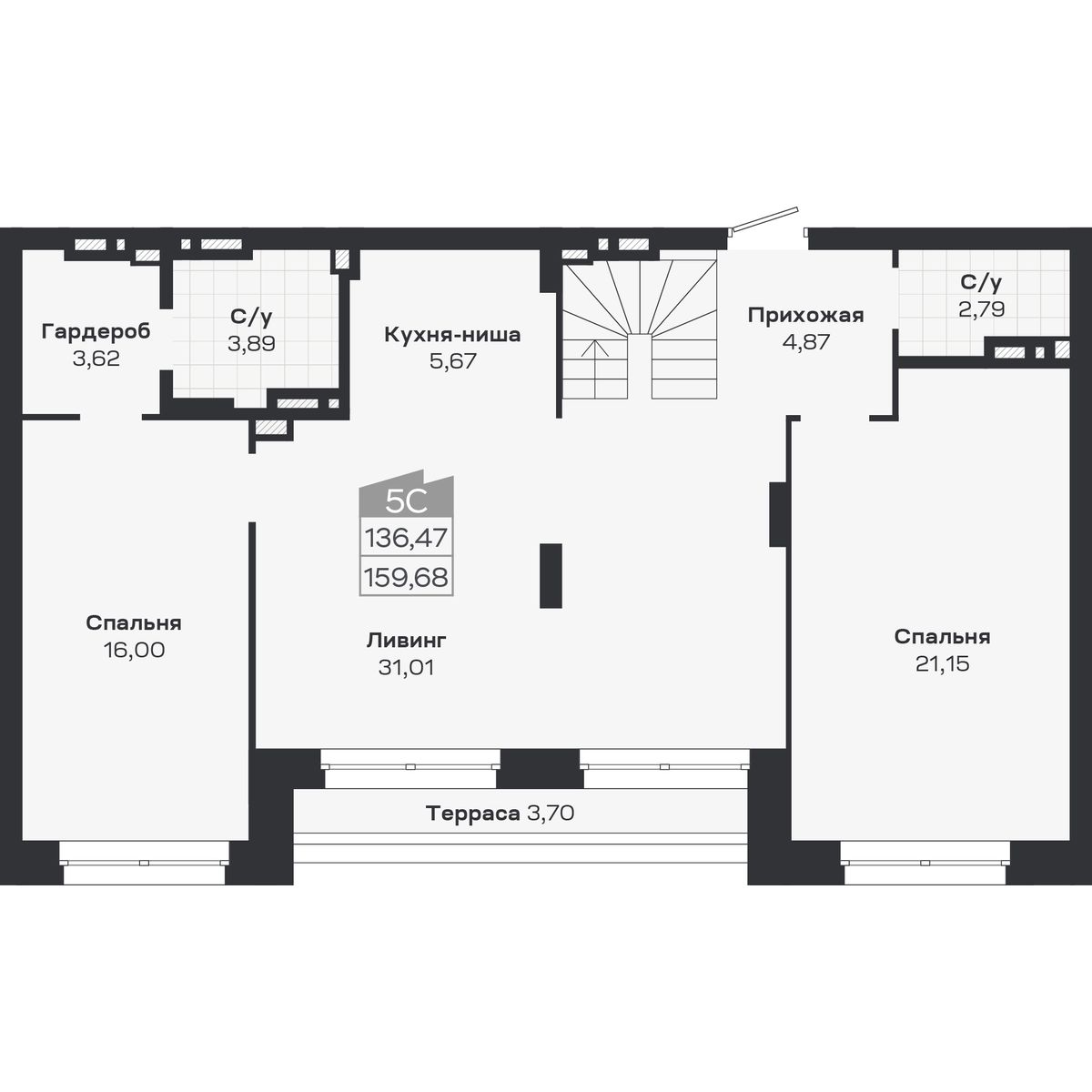 5-комнатная, 159.68 м², № 434 в Ясный берег-город у воды