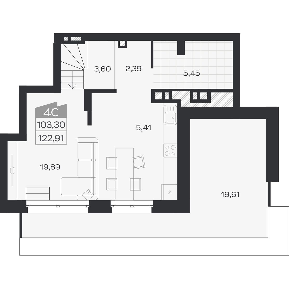 4-комнатная, 122.91 м², № 460 в Ясный берег-город у воды
