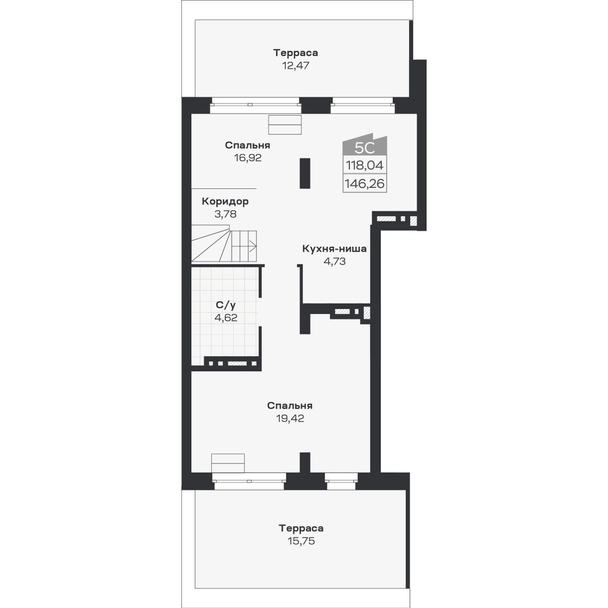 5-комнатная, 146.26 м², № 435 в Ясный берег-город у воды