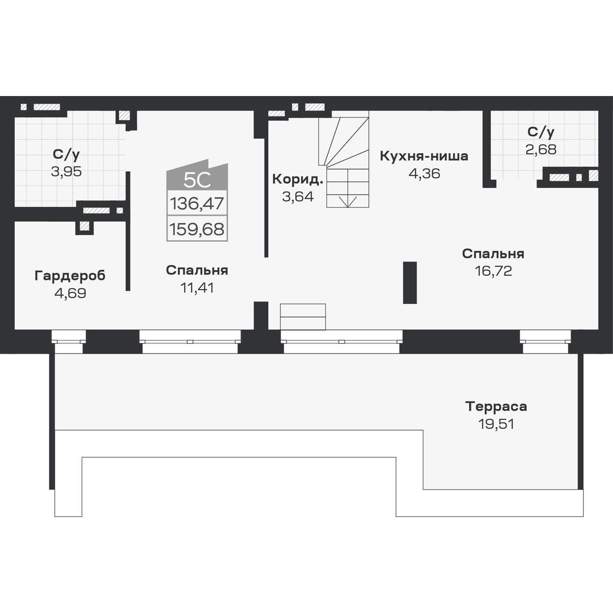 5-комнатная, 159.68 м², № 434 в Ясный берег-город у воды