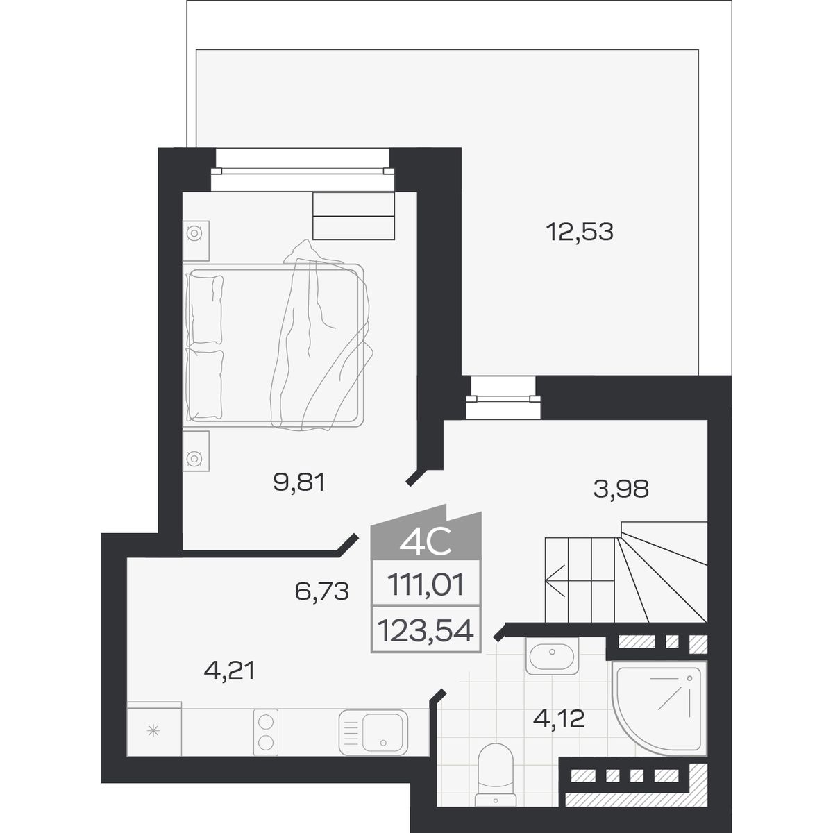 4-комнатная, 123.54 м², № 406 в Ясный берег-город у воды