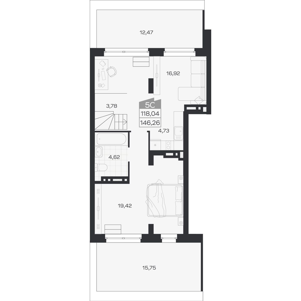 5-комнатная, 146.26 м², № 435 в Ясный берег-город у воды