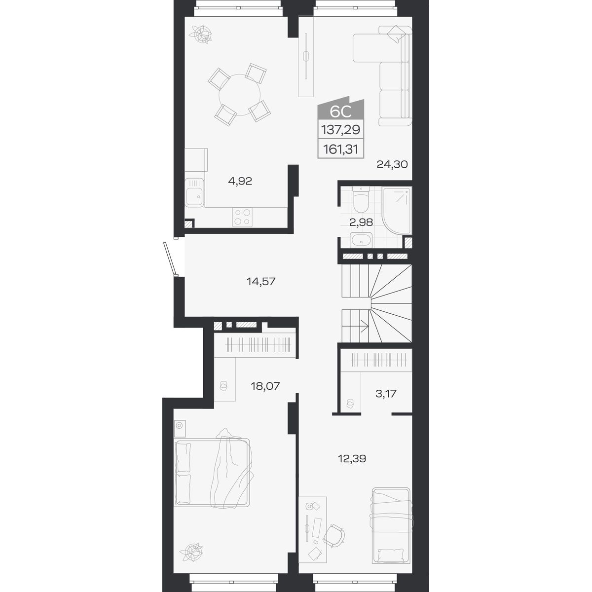 6-комнатная, 161.31 м², № 459 в Ясный берег-город у воды
