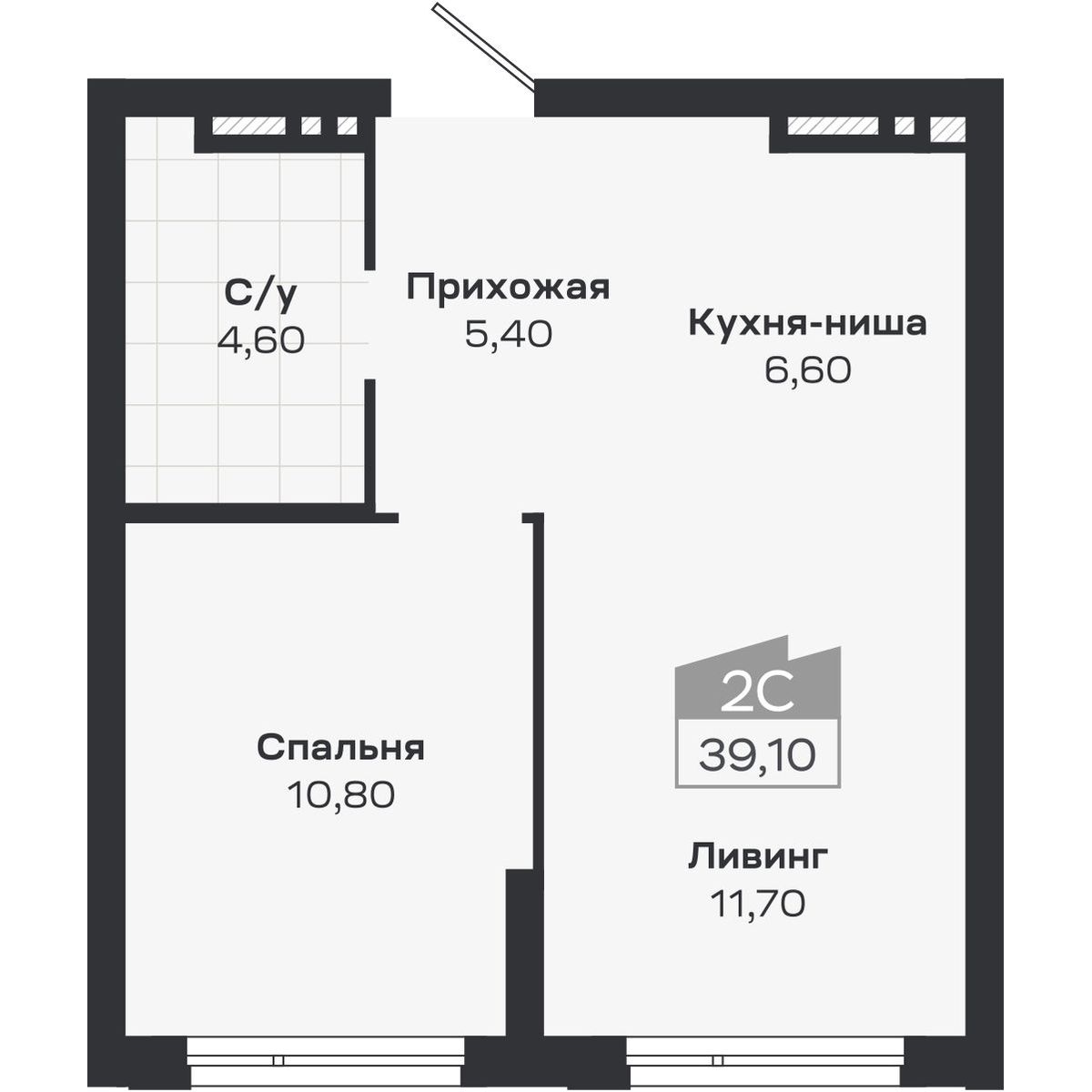 2-комнатная, 39.1 м², № 149 в Ясный берег-город у воды
