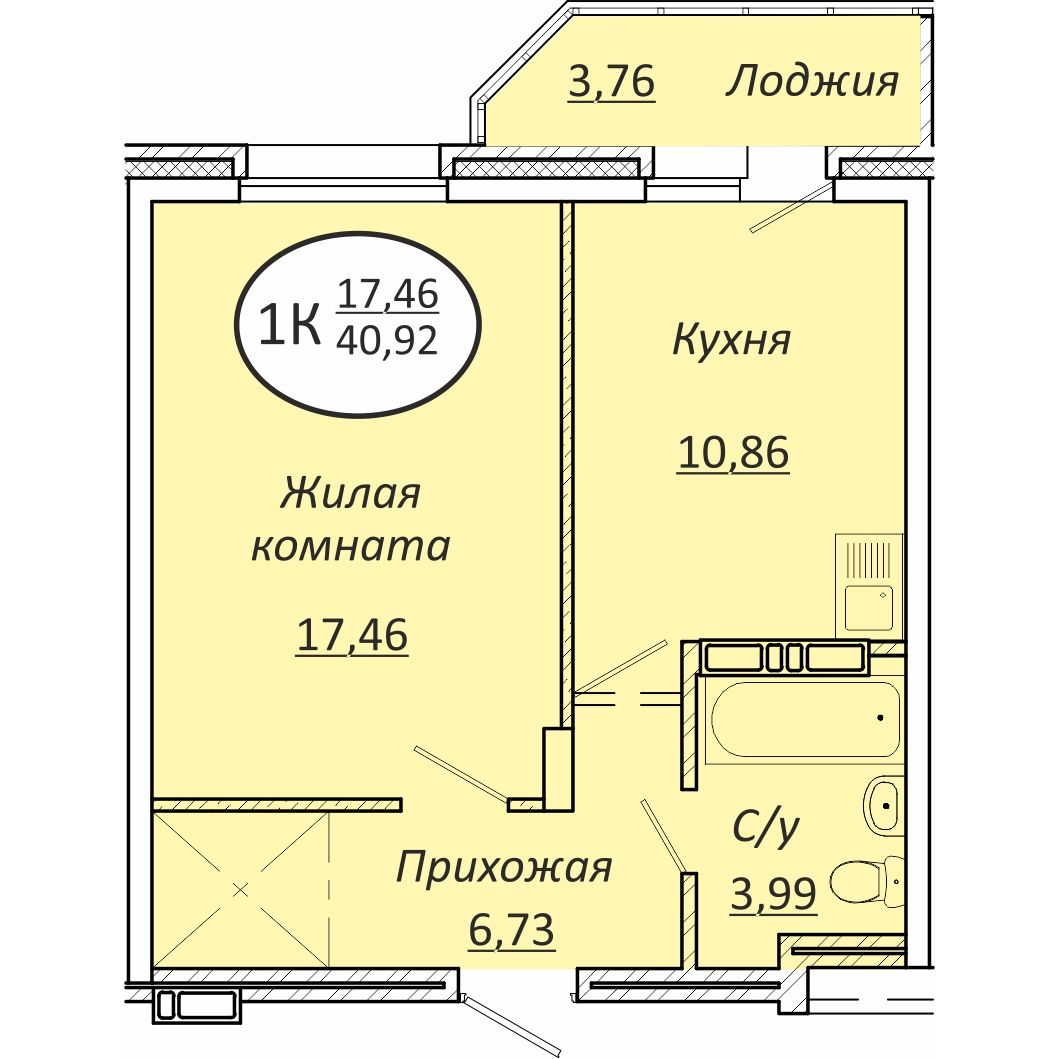 Планировка 1-комн.