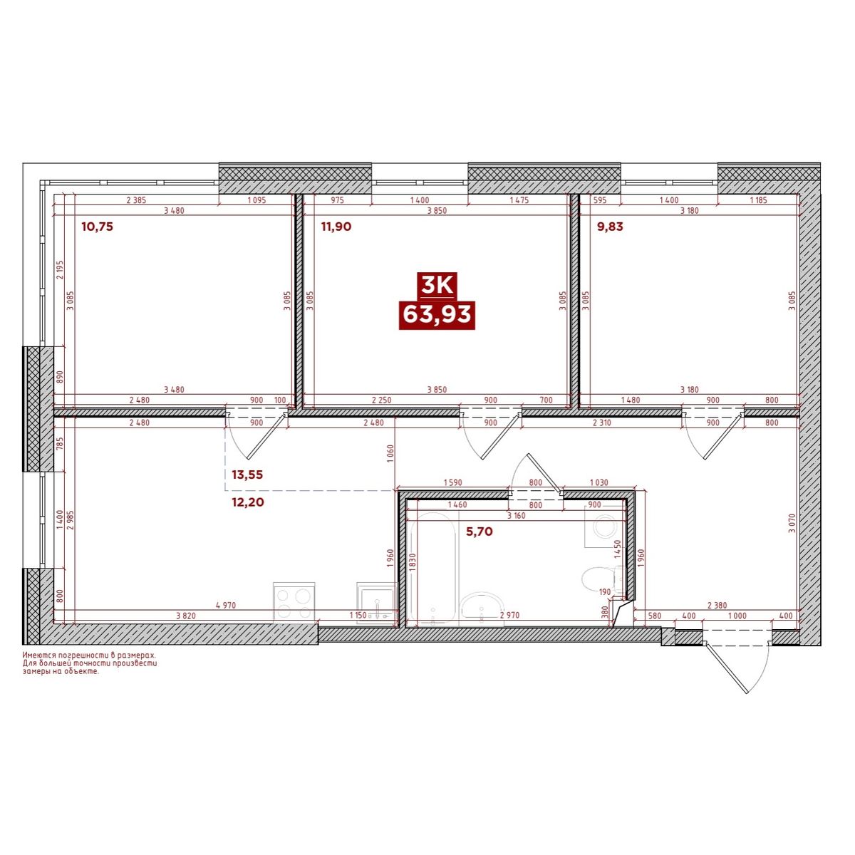 3-комнатная, 63.93 м², № 10 в Port May (Порт Мэй)