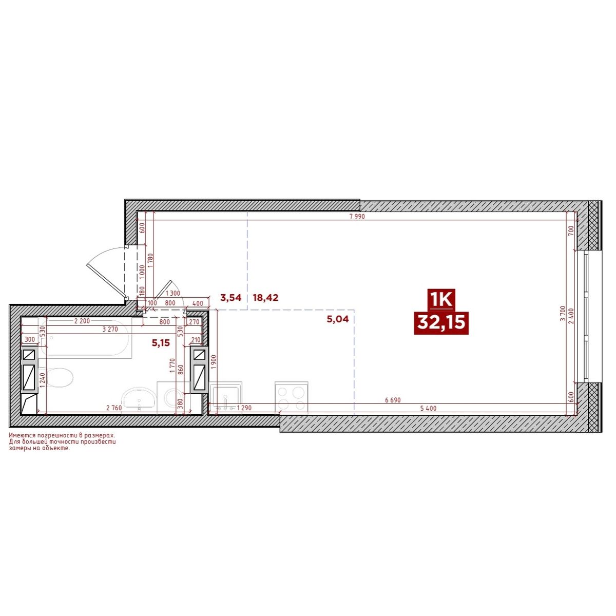 1-комнатная, 32.15 м², № 13 в Port May (Порт Мэй)