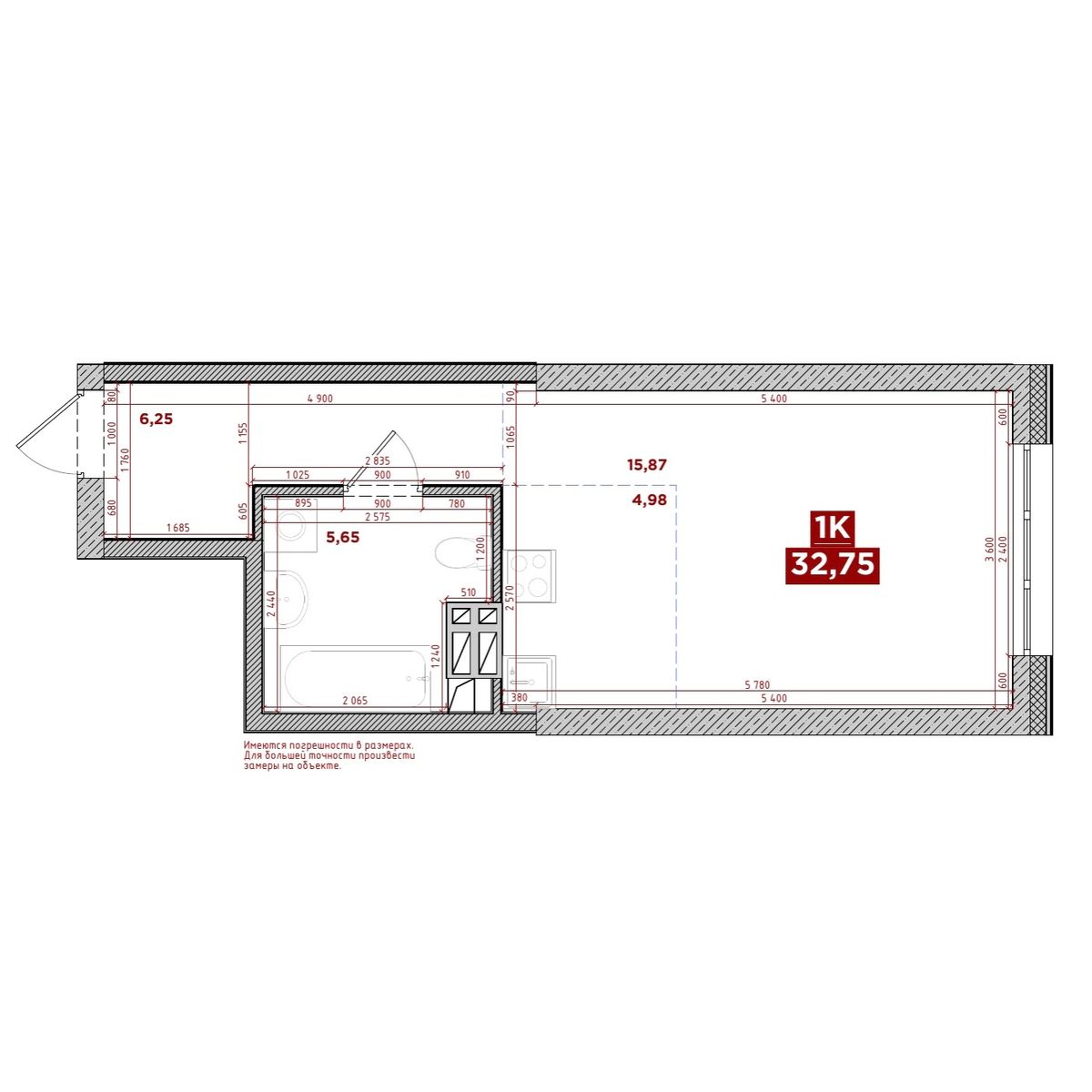 1-комнатная, 32.75 м², № 14 в Port May (Порт Мэй)