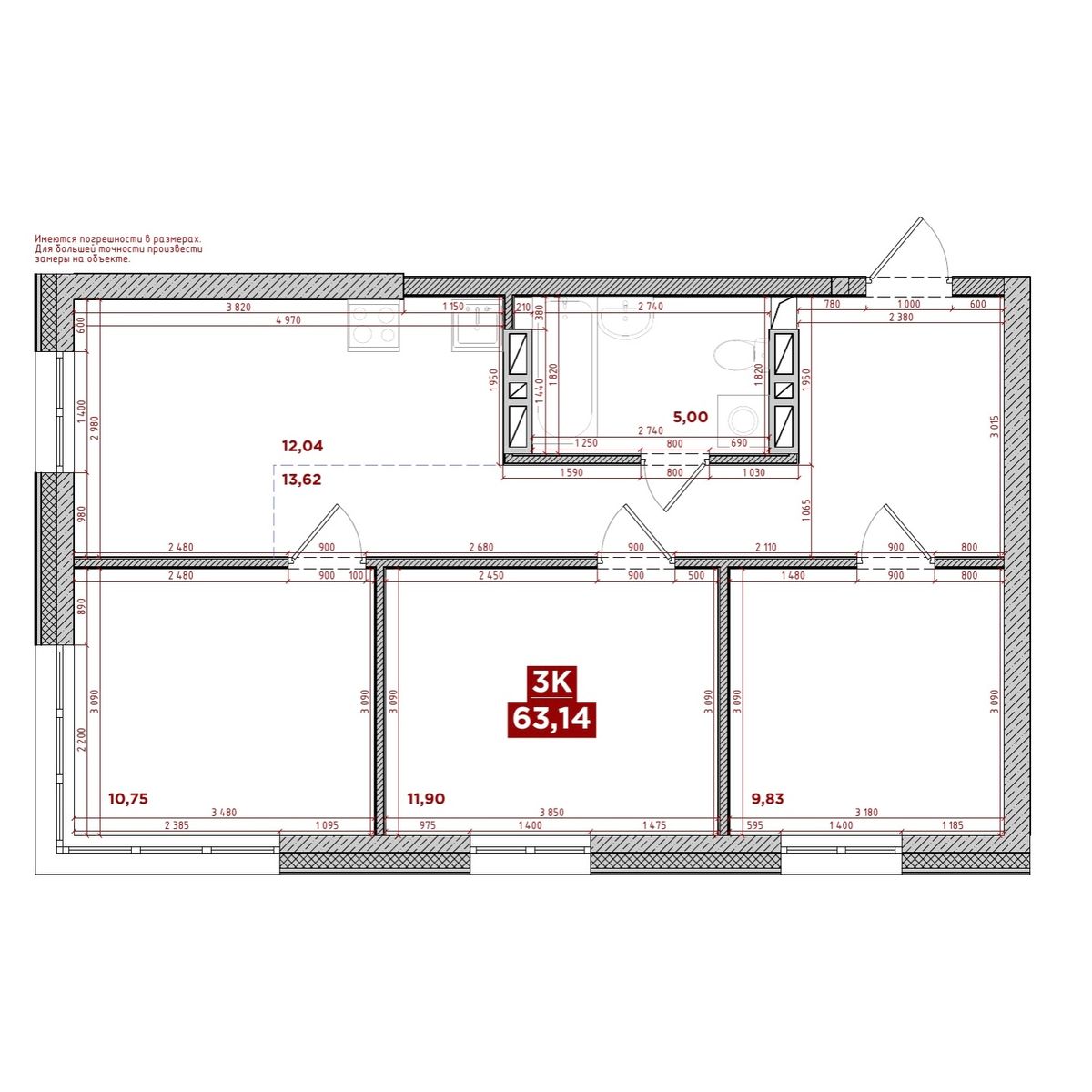 3-комнатная, 63.14 м², № 220 в Port May (Порт Мэй)