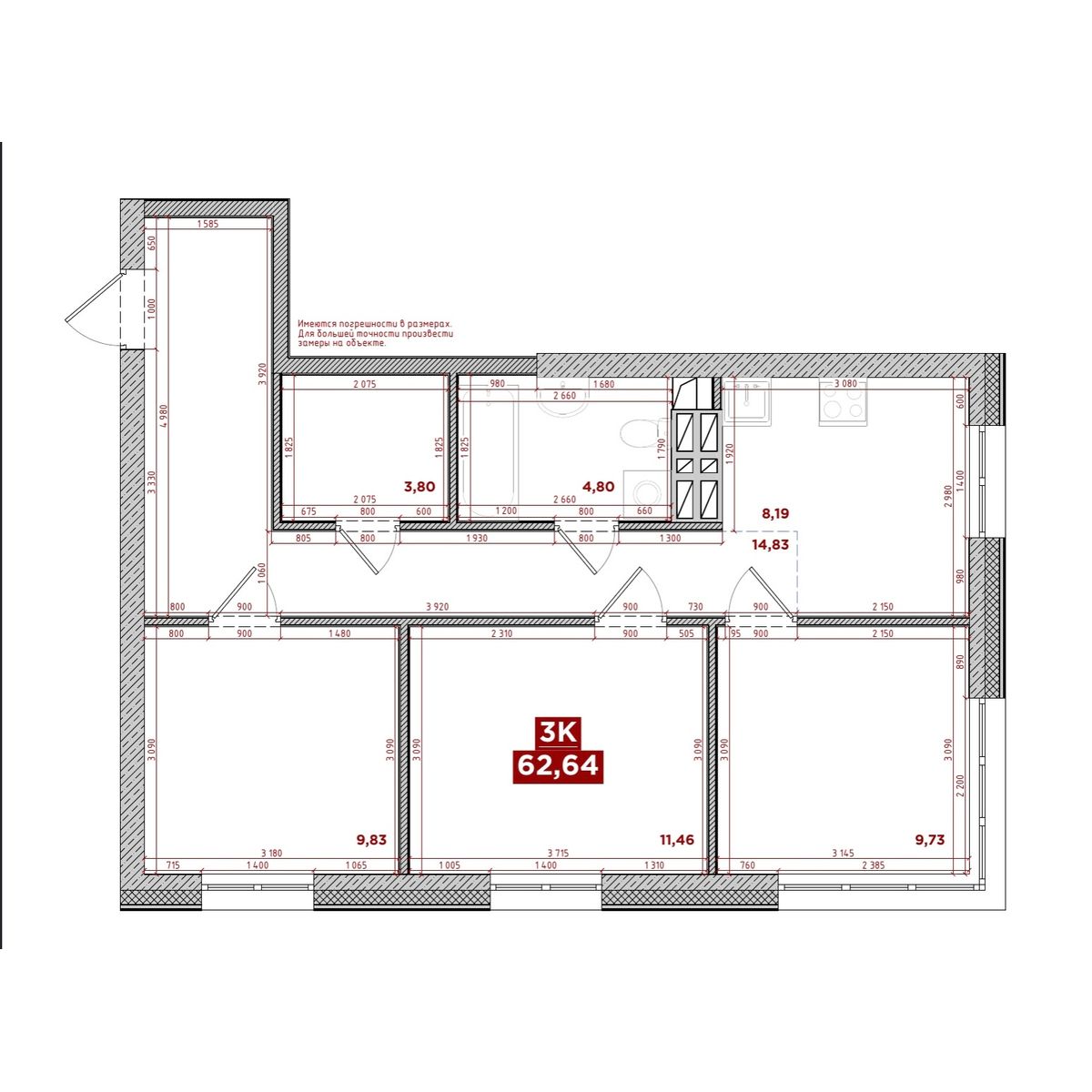 3-комнатная, 62.64 м², № 171 в Port May (Порт Мэй)
