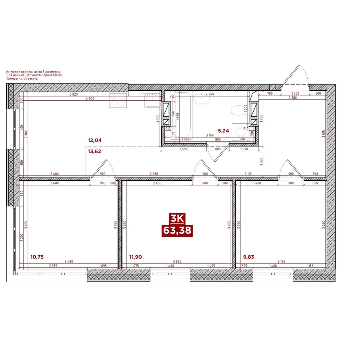 3-комнатная, 63.38 м², № 16 в Port May (Порт Мэй)