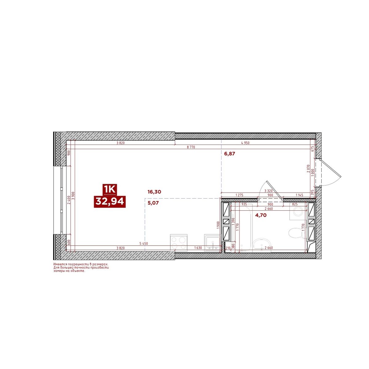 1-комнатная, 32.94 м², № 224 в Port May (Порт Мэй)