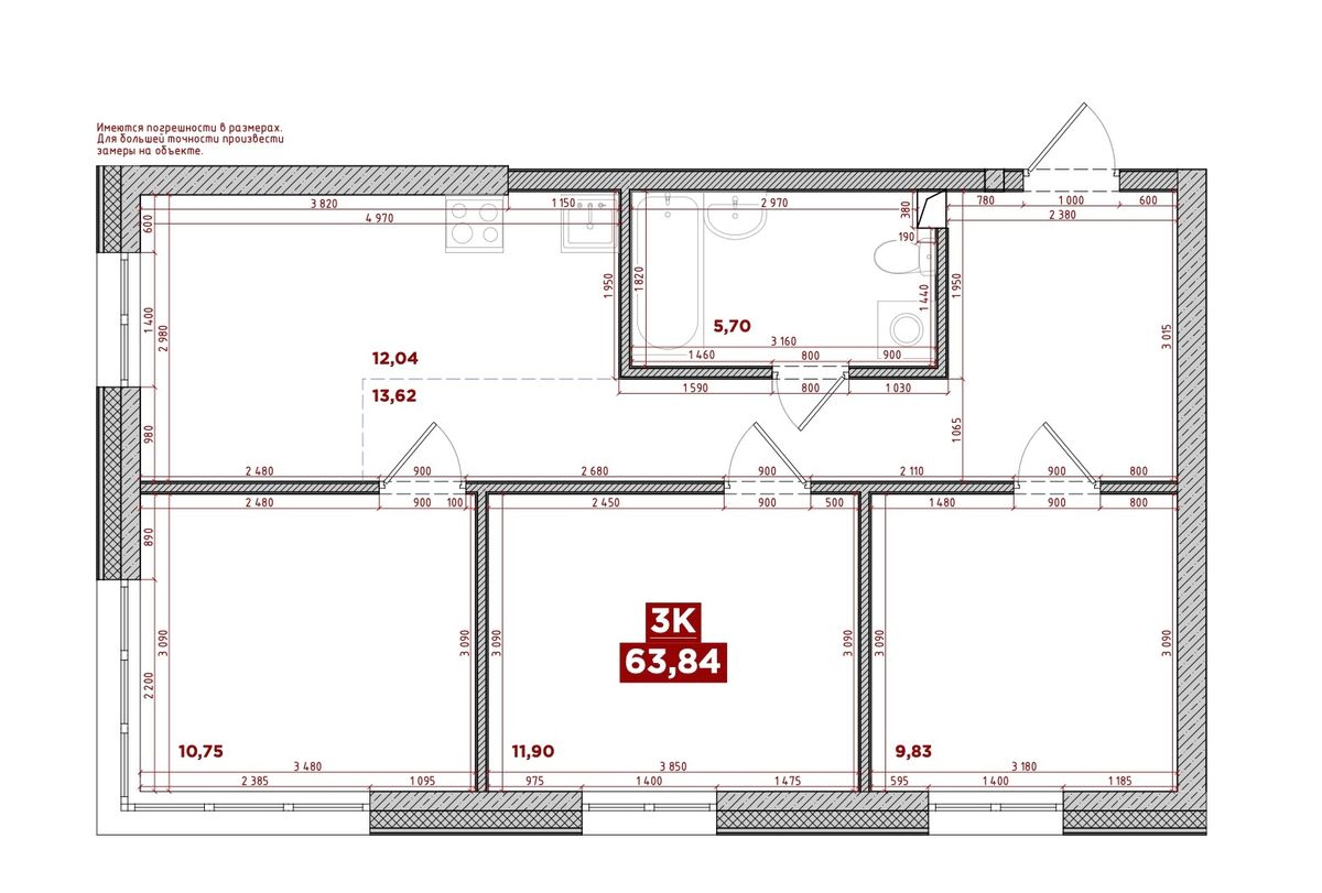 3-комнатная, 63.84 м², № 4 в Port May (Порт Мэй)