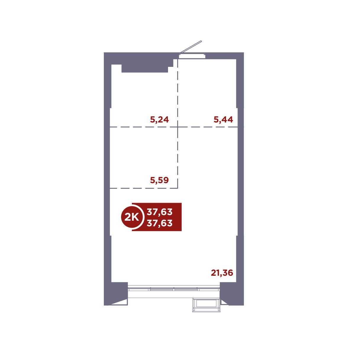1-комнатная, 37.63 м², № 138 в MacLay (Маклей)