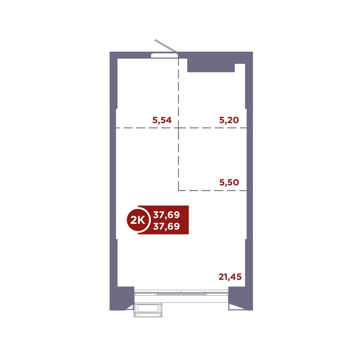 1-комнатная, 37.69 м², № 167 в MacLay (Маклей)