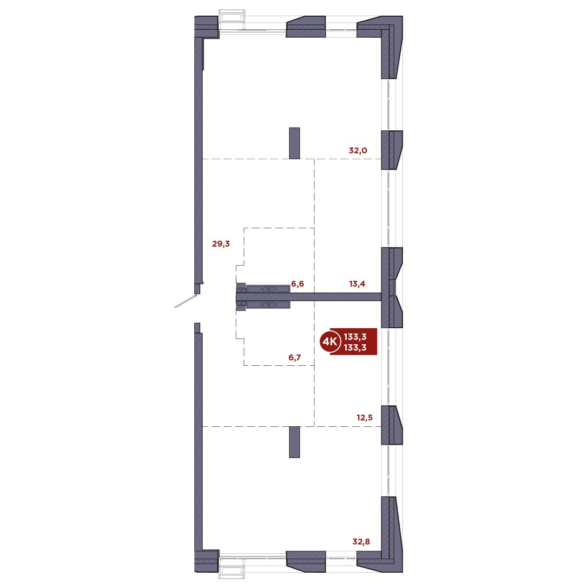1-комнатная, 133.3 м², № 124 в MacLay (Маклей)