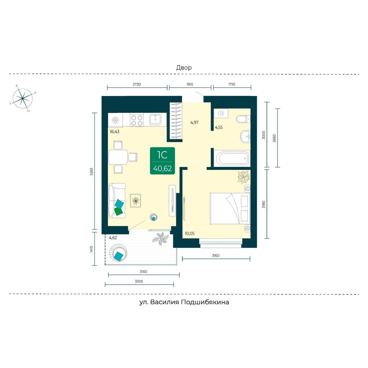 Купить 1-комнатную квартиру 40.62 м² за 5700000 руб в новостройке в городе  Тюмень