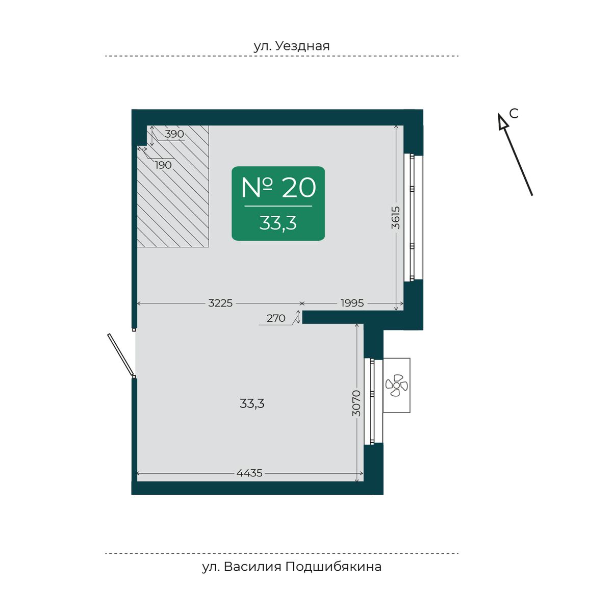 Помещение №20, 33,3 м² · планировка помещения