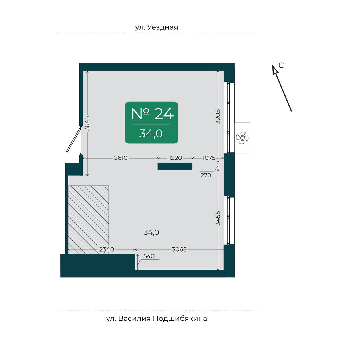 Помещение №24, 34 м² · планировка помещения