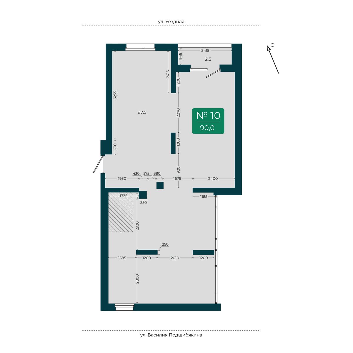 Помещение №10, 90 м² · планировка помещения