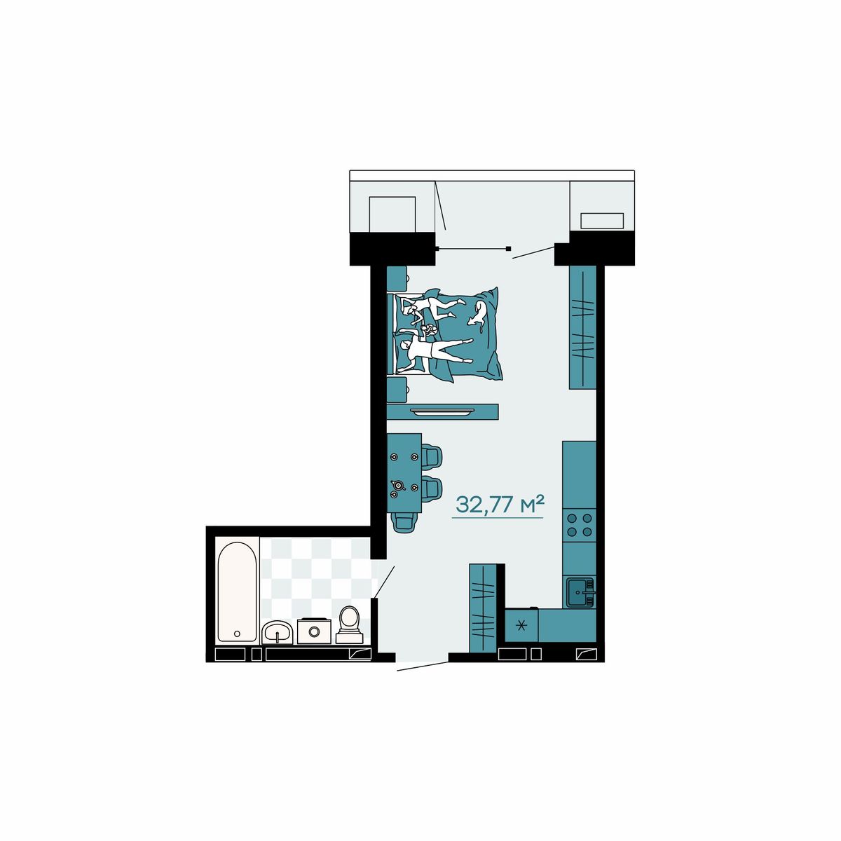 1-комнатная, 31.03 м², № 245 в Горизонт