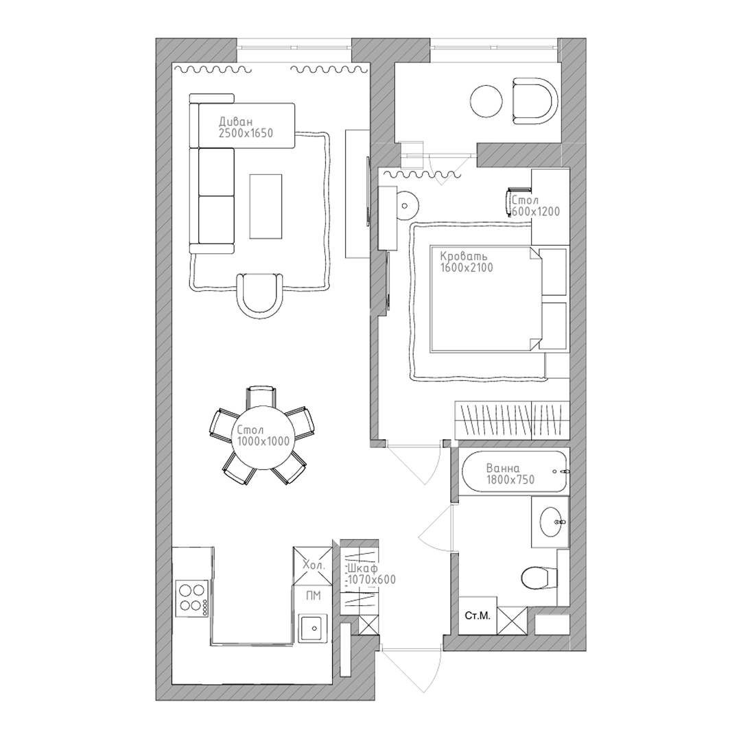 2-комнатная, 50.35 м², № 347 в Нобель