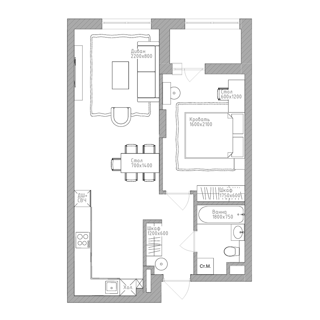 2-комнатная, 50.35 м², № 347 в Нобель