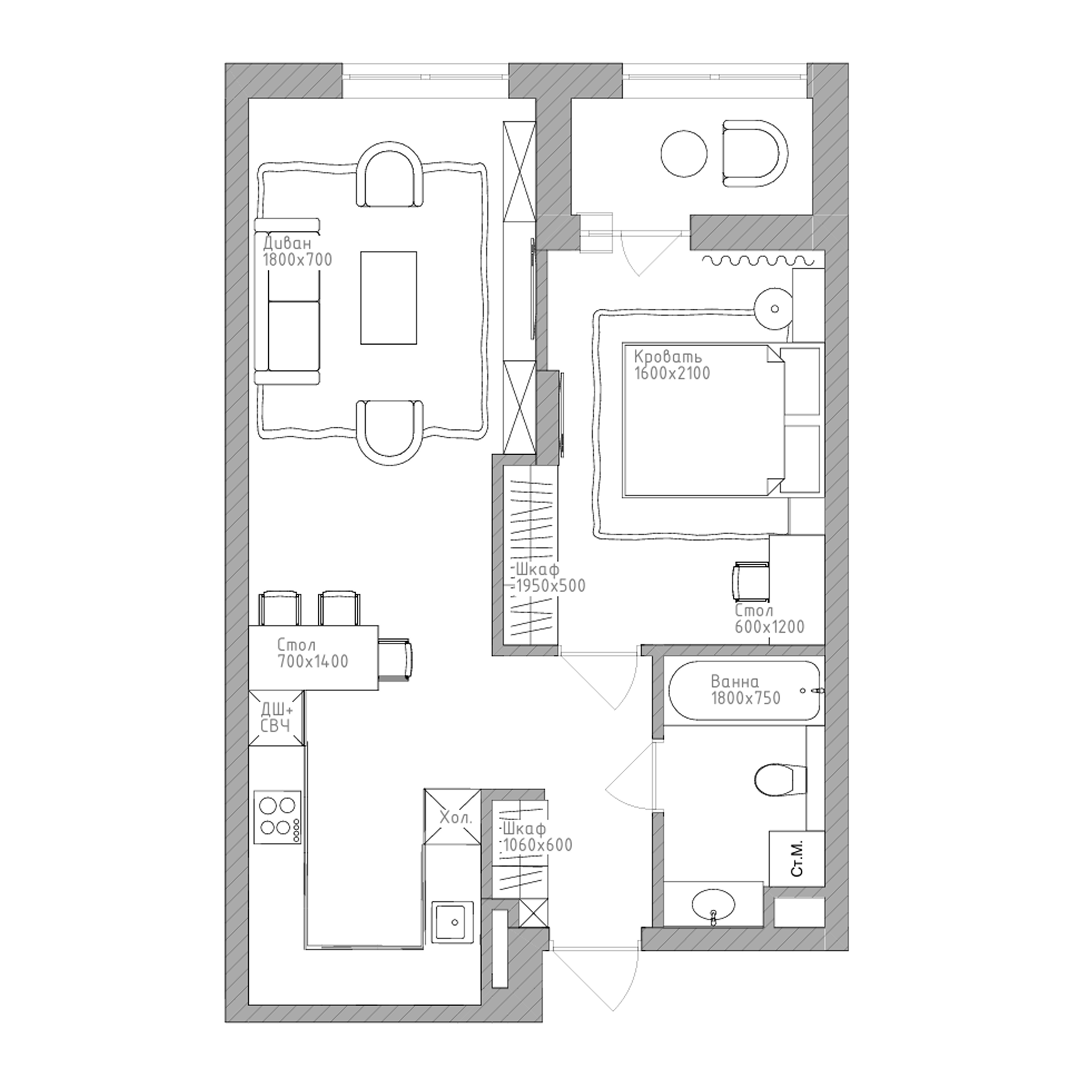 2-комнатная, 50.35 м², № 347 в Нобель