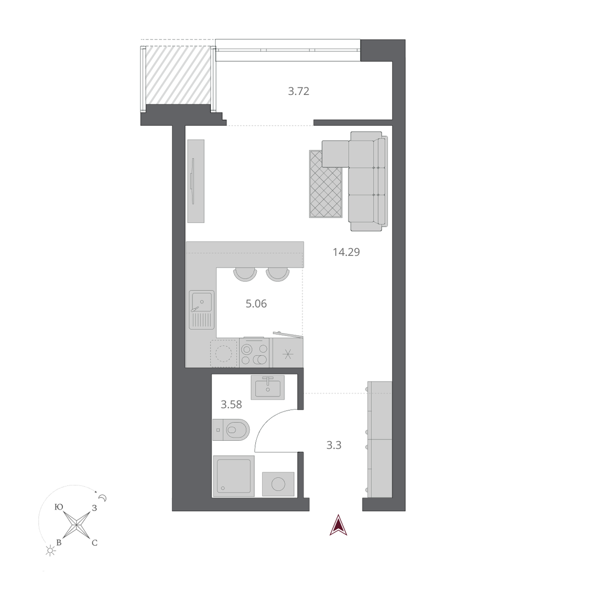 Студия, 30.25 м², № 137 в Беринг