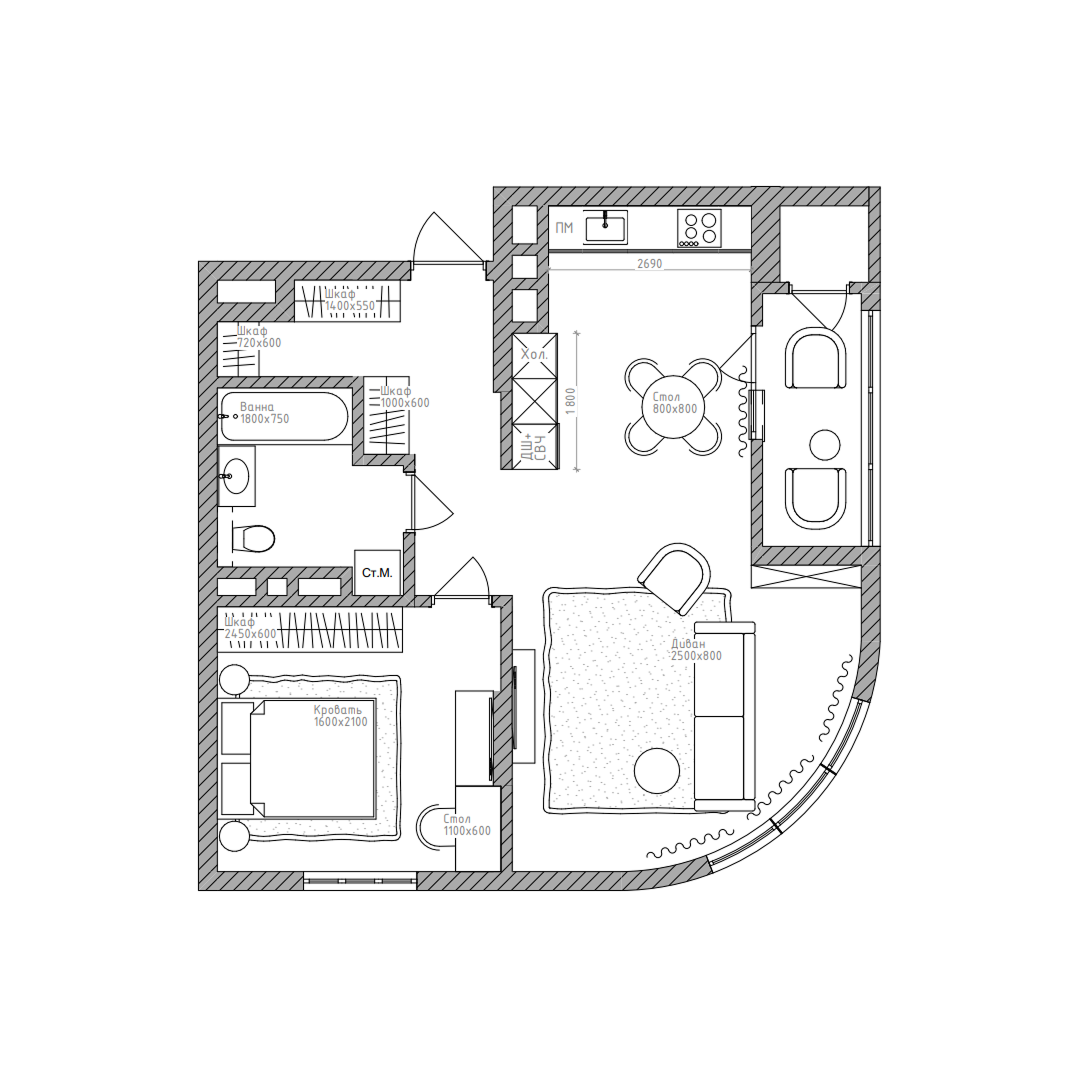 2-комнатная, 61.6 м², № 224 в Беринг