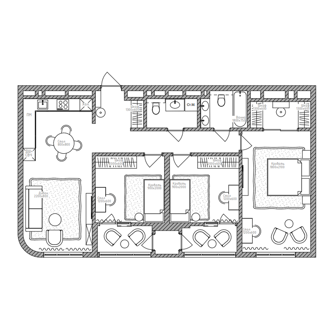 4-комнатная, 94.2 м², № 142 в Беринг