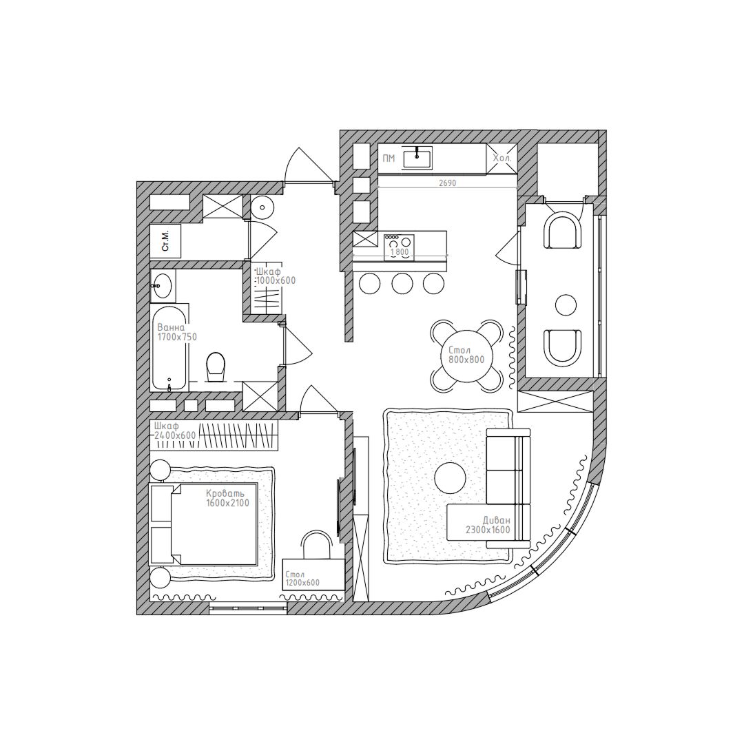 2-комнатная, 61.6 м², № 224 в Беринг