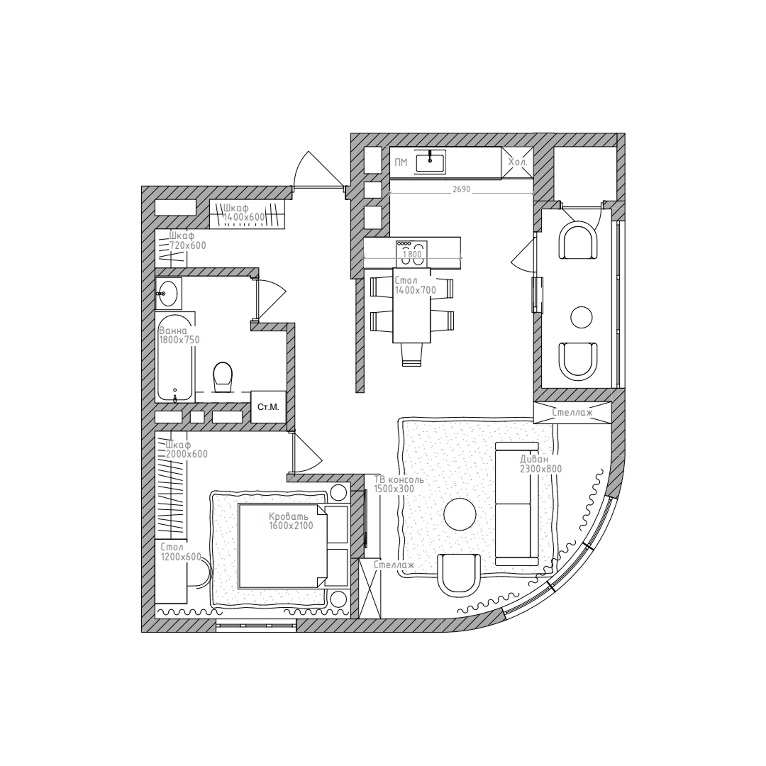 2-комнатная, 61.6 м², № 224 в Беринг