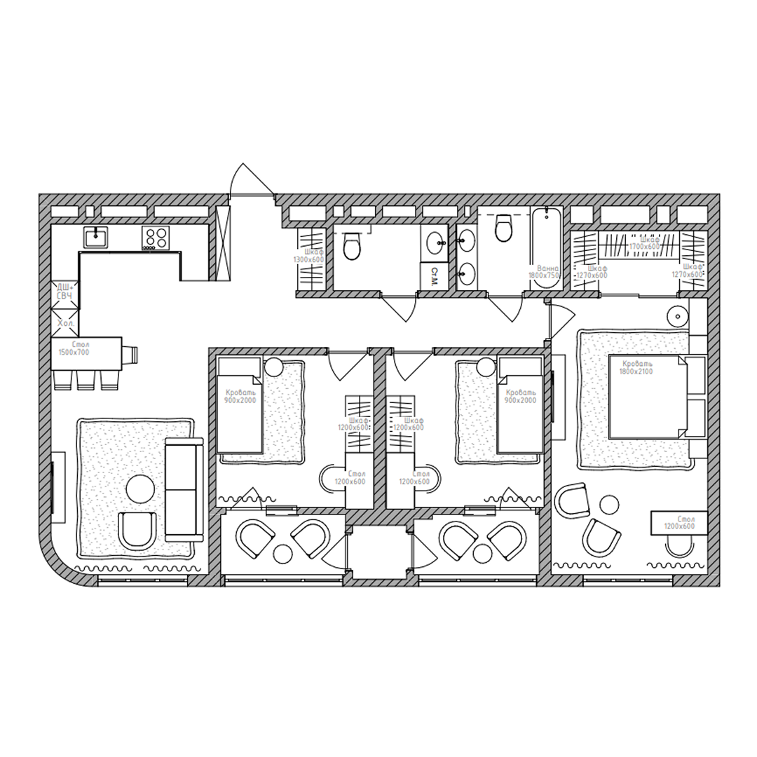 4-комнатная, 94.2 м², № 142 в Беринг