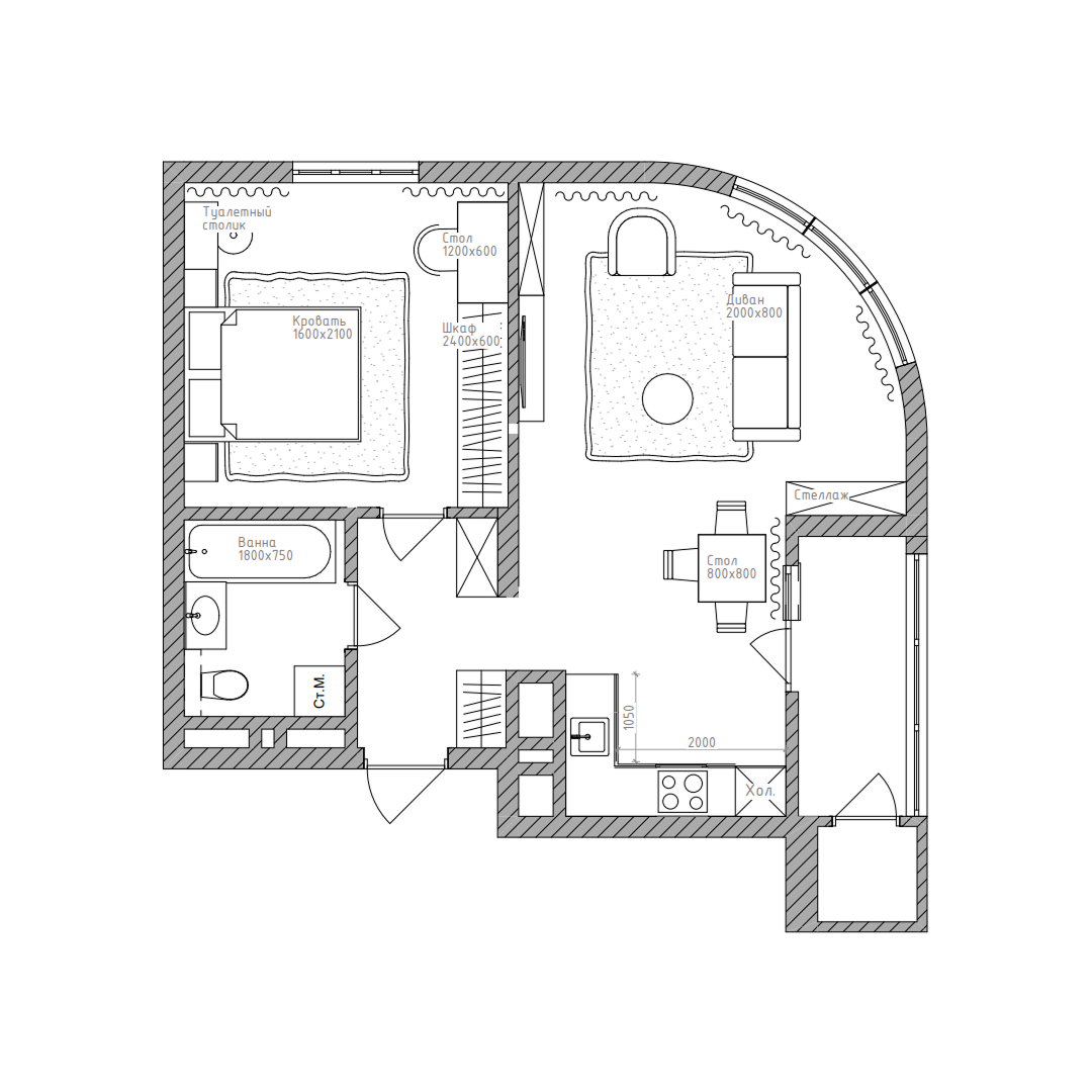 2-комнатная, 57.3 м², № 223 в Беринг