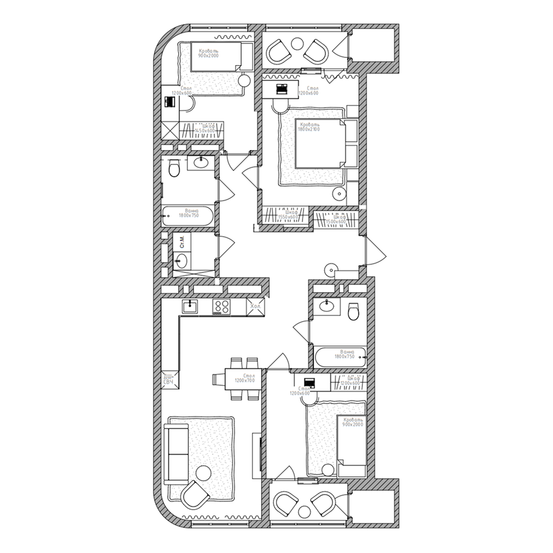 4-комнатная, 98.5 м², № 227 в Беринг