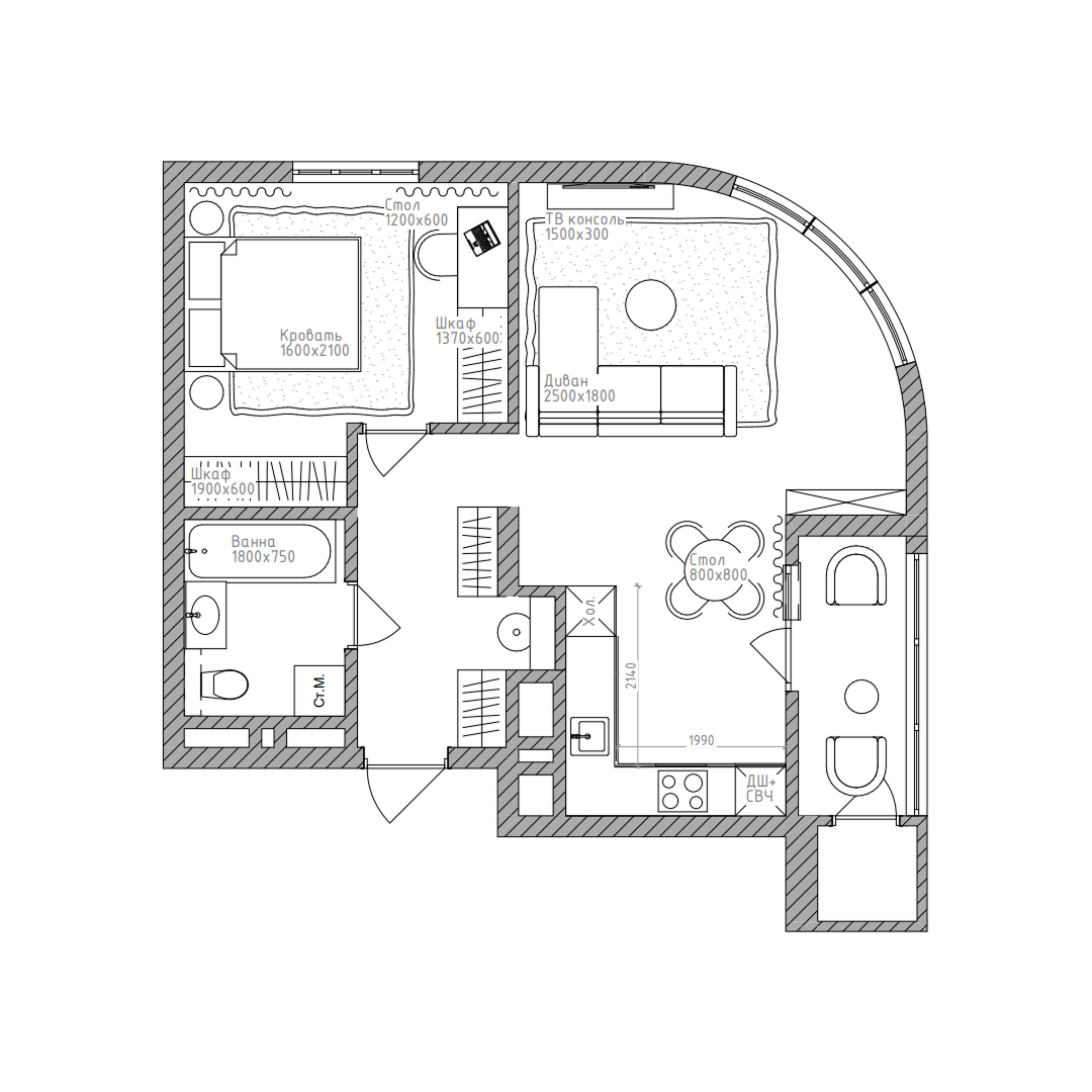 2-комнатная, 57.3 м², № 223 в Беринг