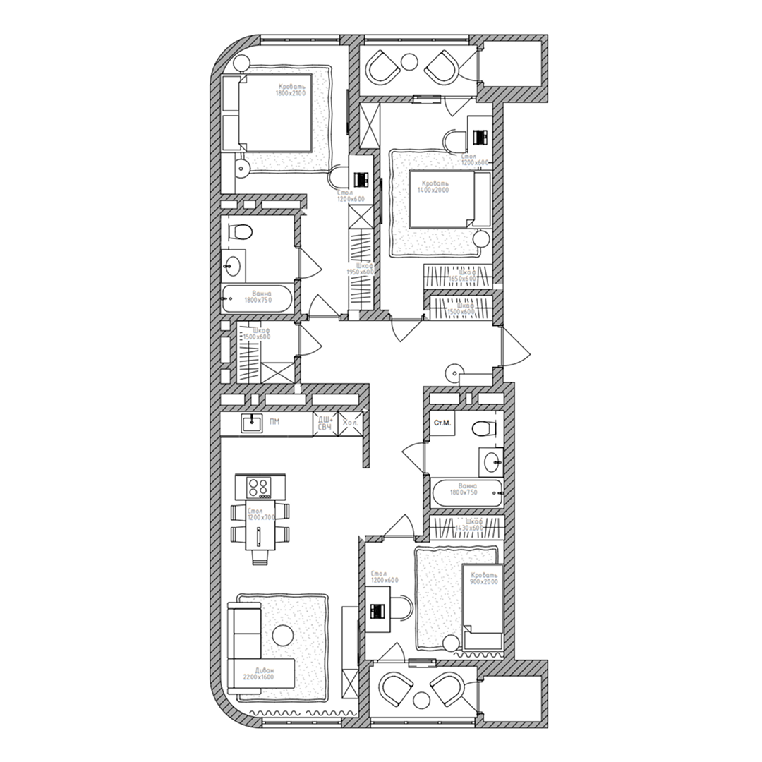 4-комнатная, 98.5 м², № 227 в Беринг