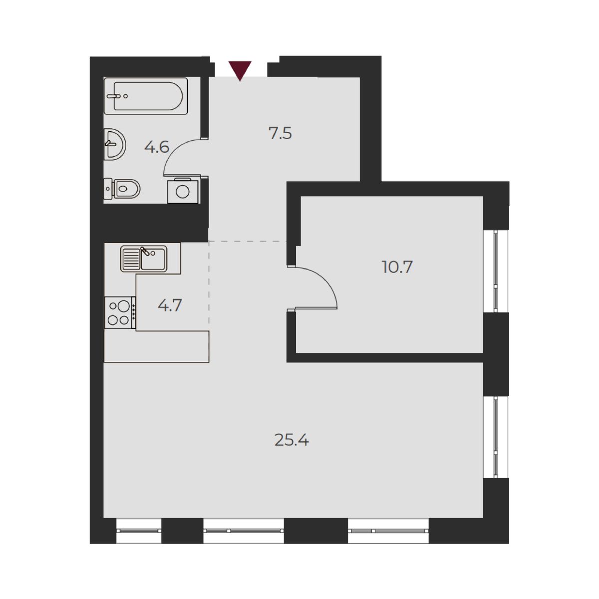 2-комнатная, 52.9 м², № 151 в Оскар