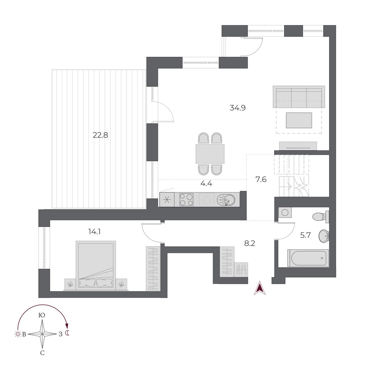 5-комнатная, 166.7 м², № 113 в Оскар