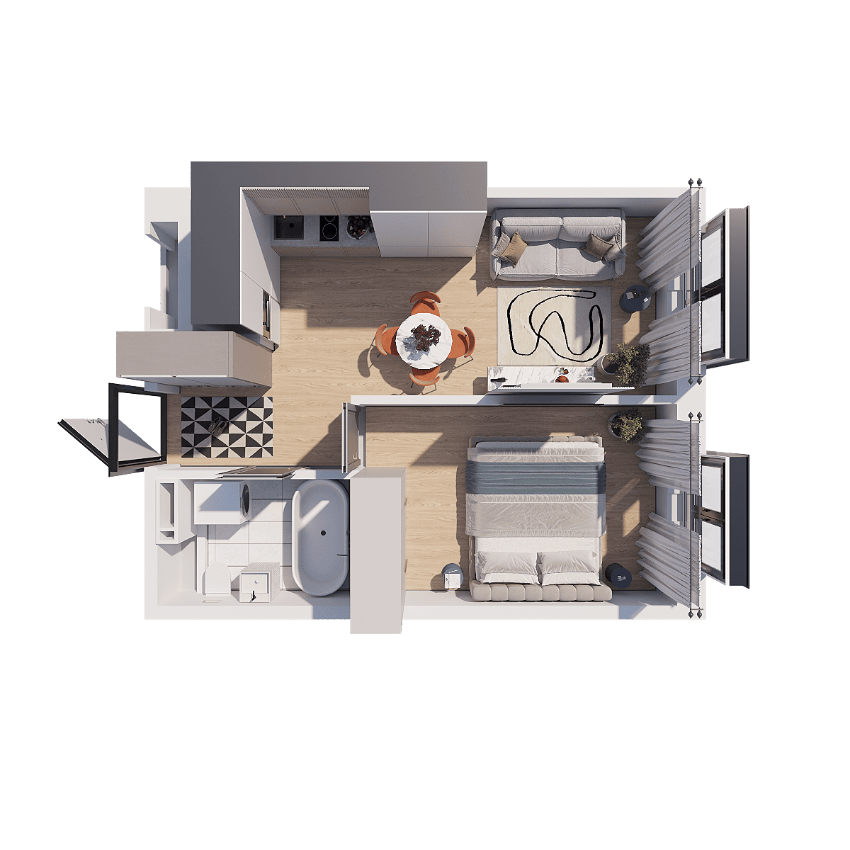 Планировка 1-комн. 3