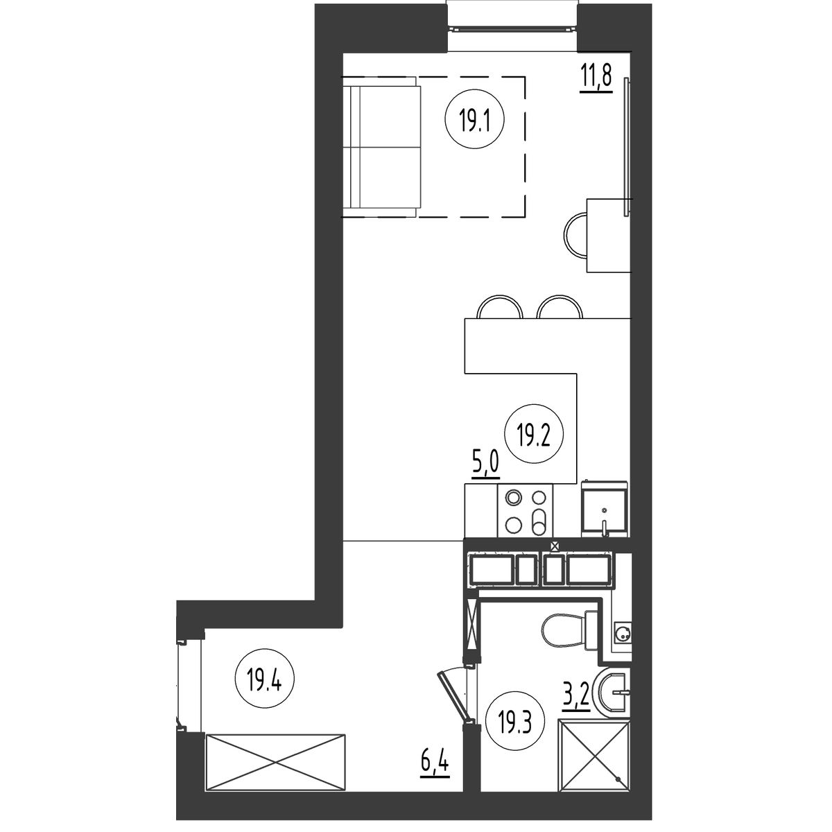 Планировка Студия 6